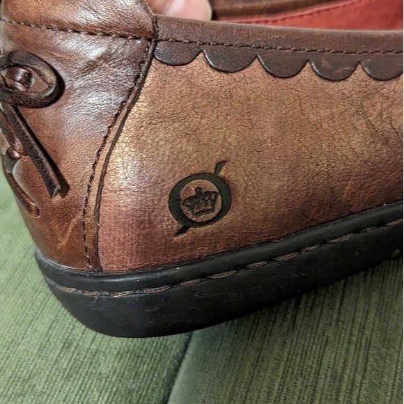 Born Scotti Metallic Brown Genuine Leather Slip On Boho Ballet Flats - Picture 11 of 12